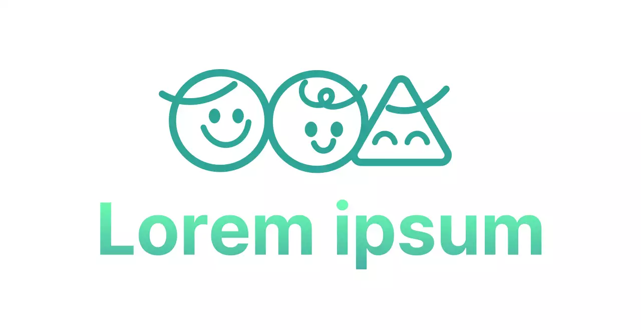 Eine niedlich aussehende Agentur einer Jugendberatungsstelle mit Illustrationen von Kindern und Text mit Farbverlauf