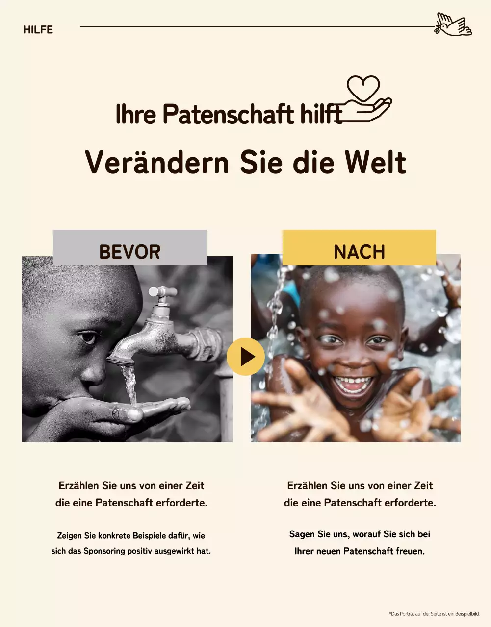 Eine einfache Aufforderung zum Handeln in Gelb und Beige