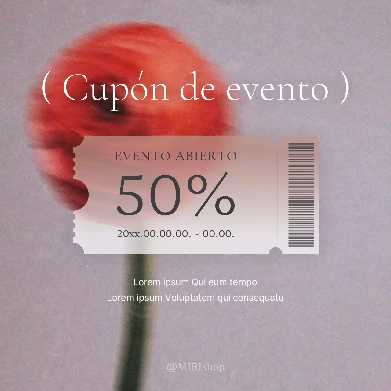 Promocionar cupones para eventos de marketing en rojo y gris
