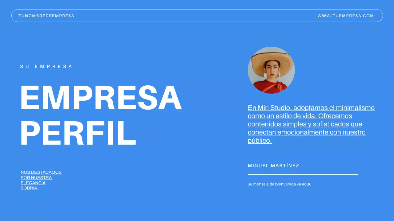 Presentación de la empresa Blue Minimal Business