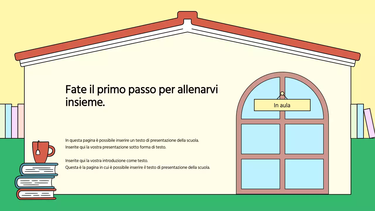 Prospetto scolastico giallo e verde