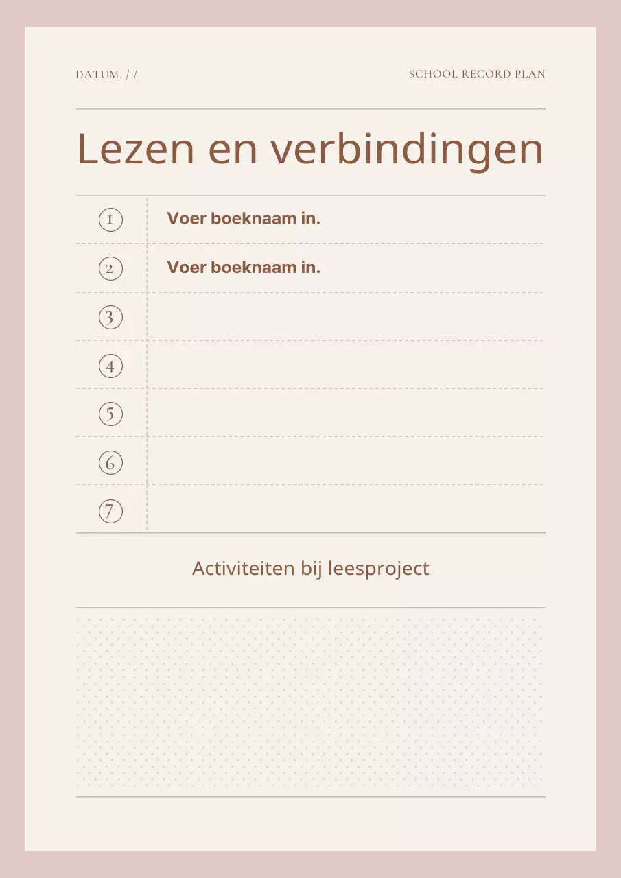 Eenvoudige roze en ivoorkleurige dagboekplanner