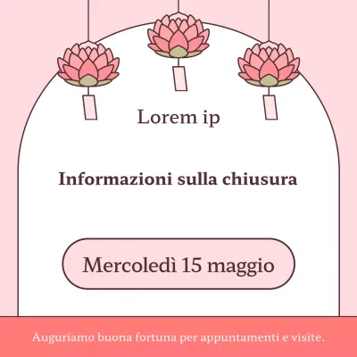 Un semplice annuncio di chiusura del Buddha Day in rosa e marrone