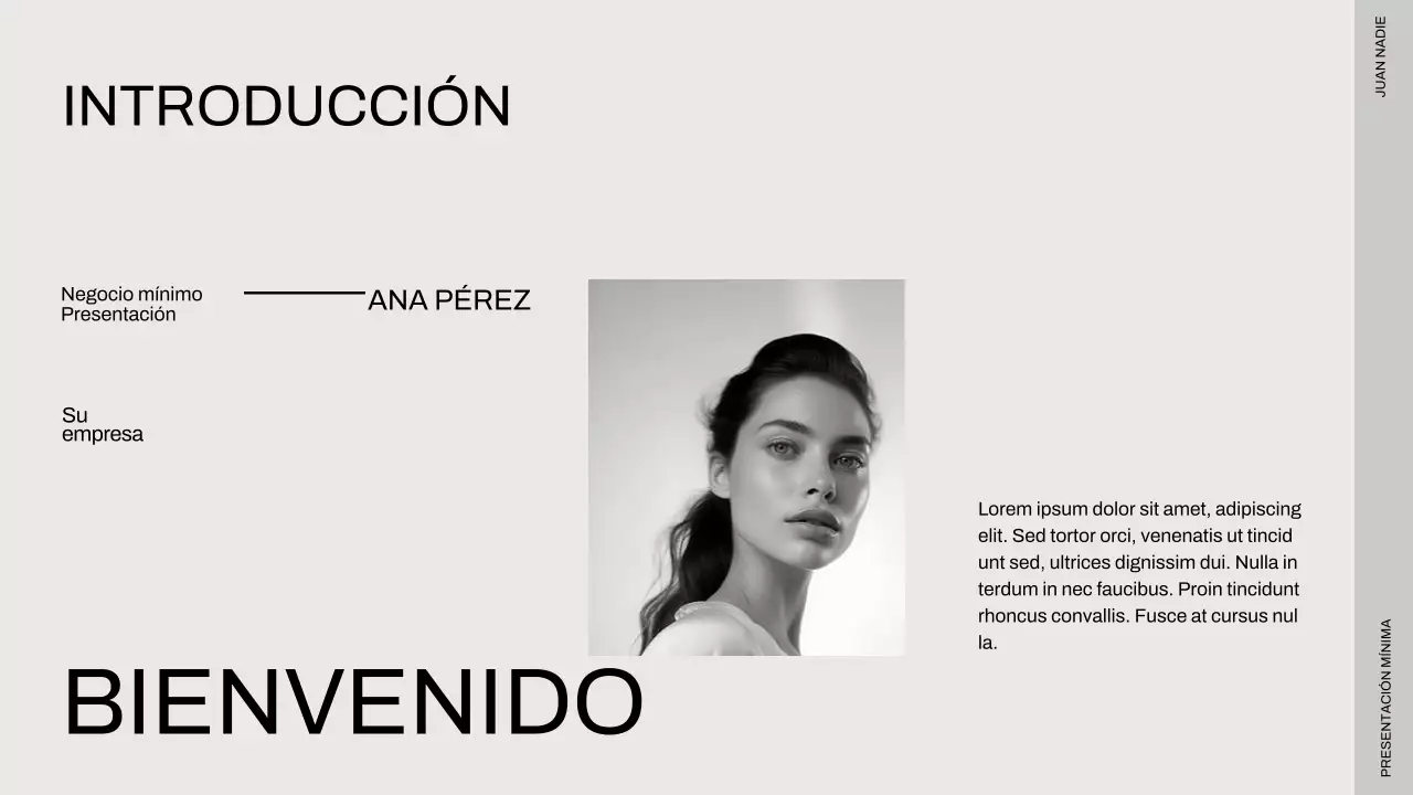 Presentación empresarial minimalista en negro y beige