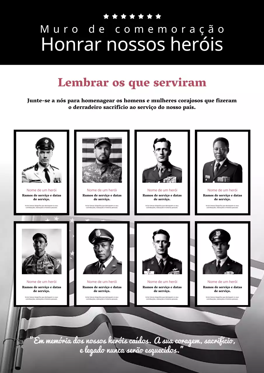 Muro de comemoração do Dia da Memória Clássico Negro Introdução