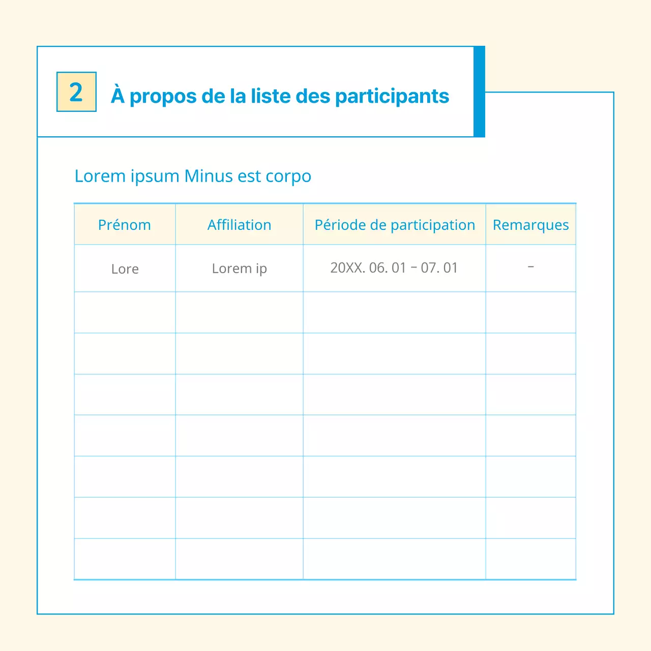 A propos de CardNews avec une table simple en ivoire et bleu clair