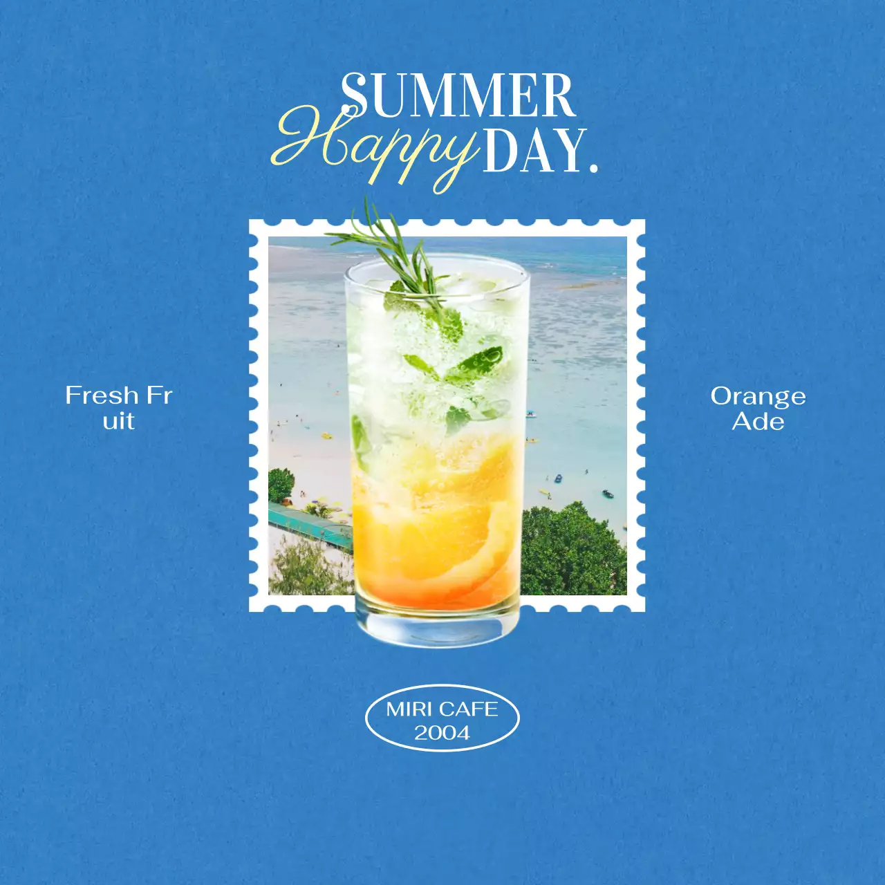 ブルーとグリーンのカフェエイドのプロモーションコンセプト