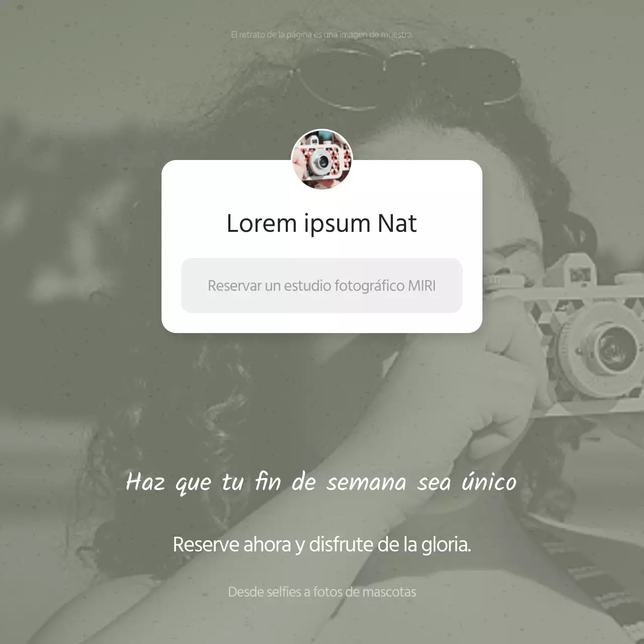 Promover reservas en un estudio minimalista en caqui y blanco