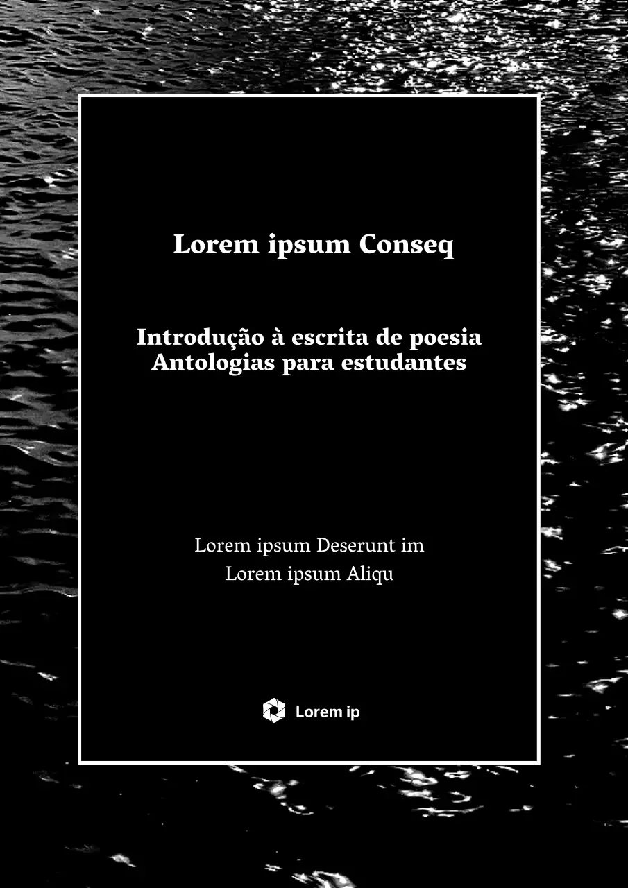 Capa simples de livro de poesia para estudantes a preto e branco