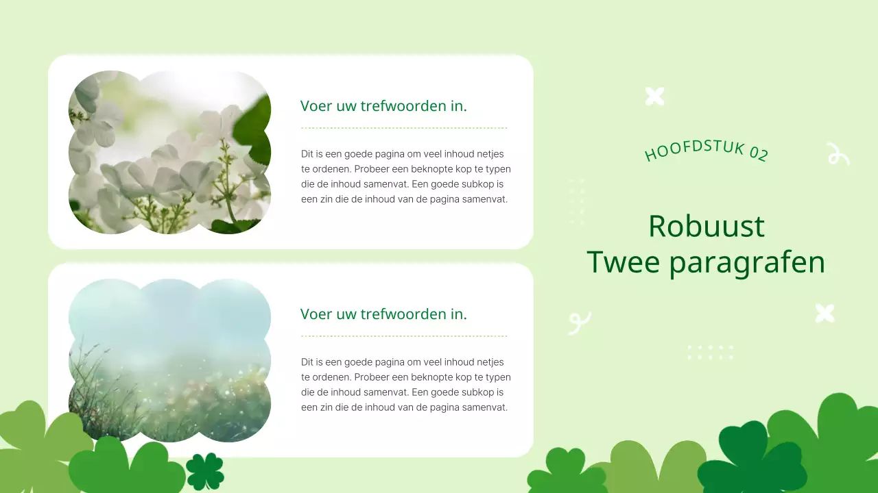 Mooi klavertjevier achtergrondvoorstel met groen en lotusblaadjes