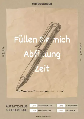 Vintage Schreibkurs Werbeplakat in beige