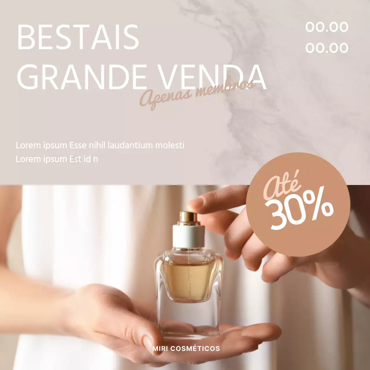 Posto de venda moderno de novos produtos em bege e castanho