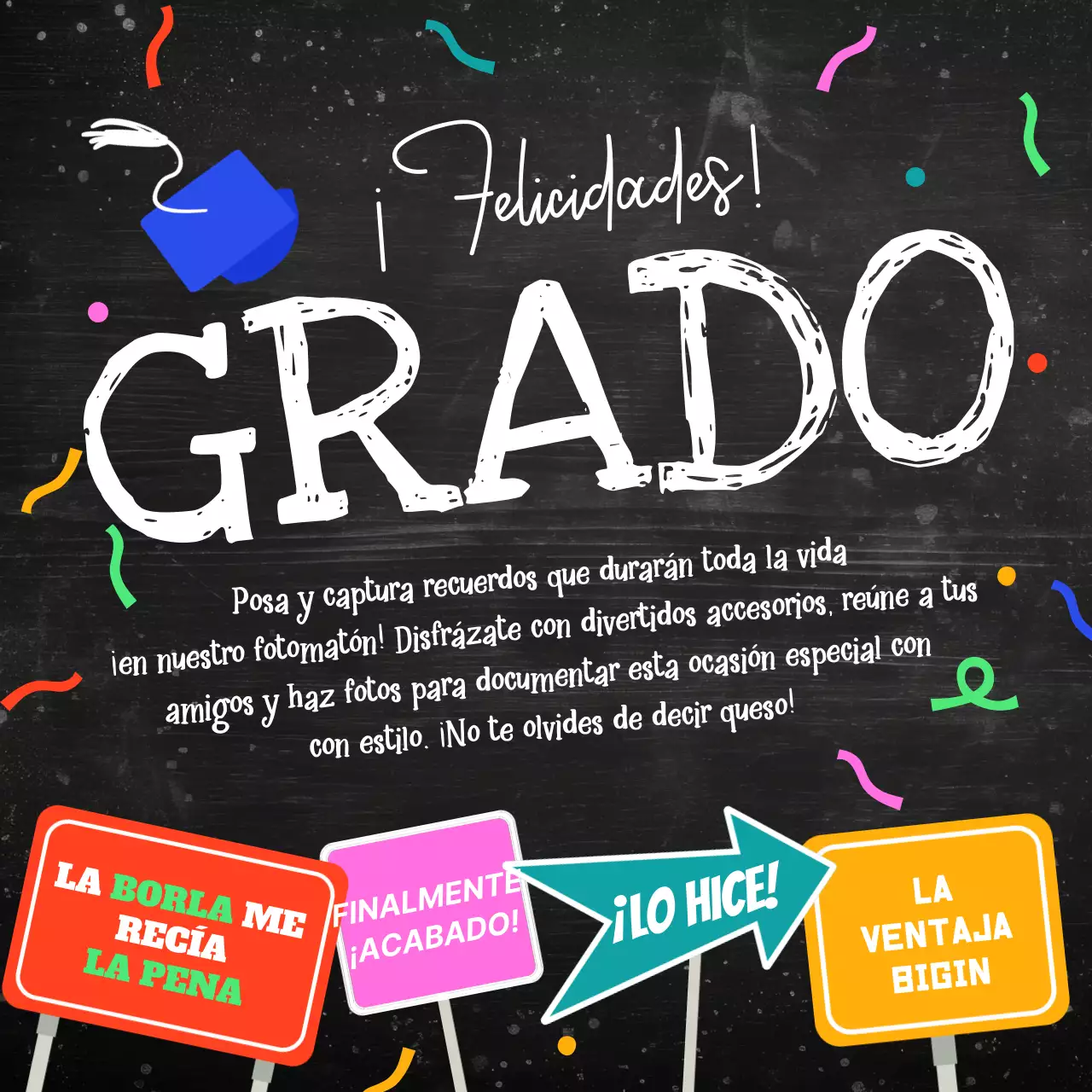 Black Pop Fiesta de Graduación Fotomatón Pop-up