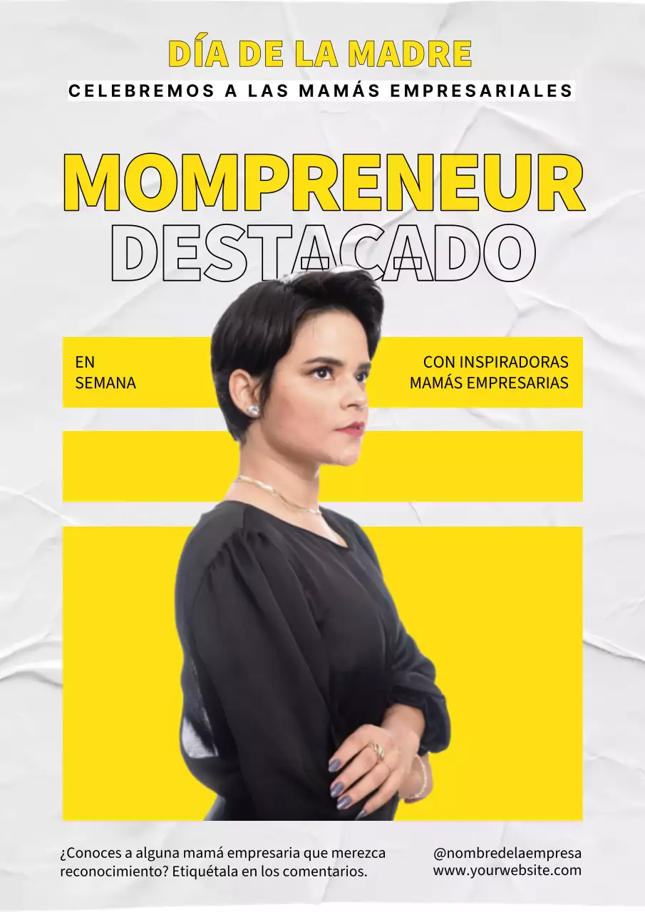 Yellow Simple Mompreneur Spotlight Folleto del Día de la Madre