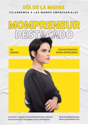 Yellow Simple Mompreneur Spotlight Folleto del Día de la Madre