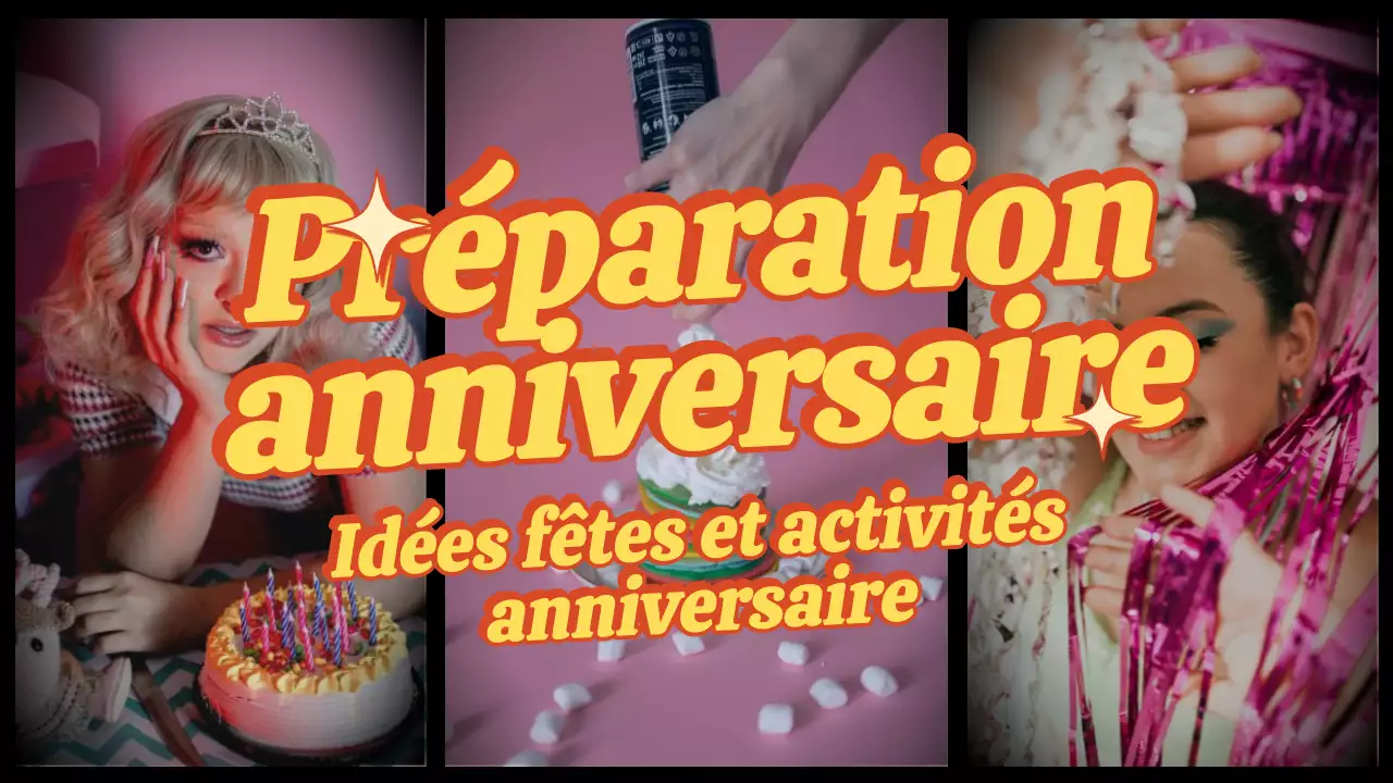 Cadre photo rétro jaune orange tendance Anniversaire Vlog