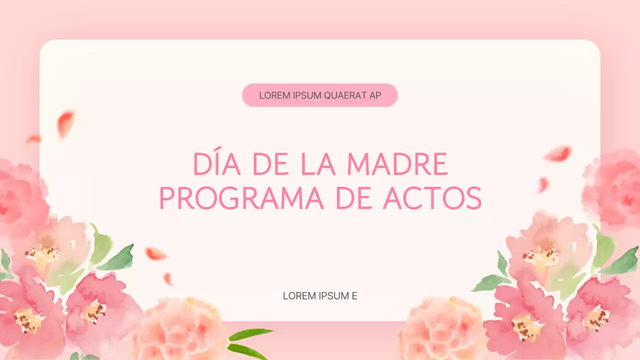 Un sencillo programa del Día de la Madre en rosa y marrón de presentación de eventos