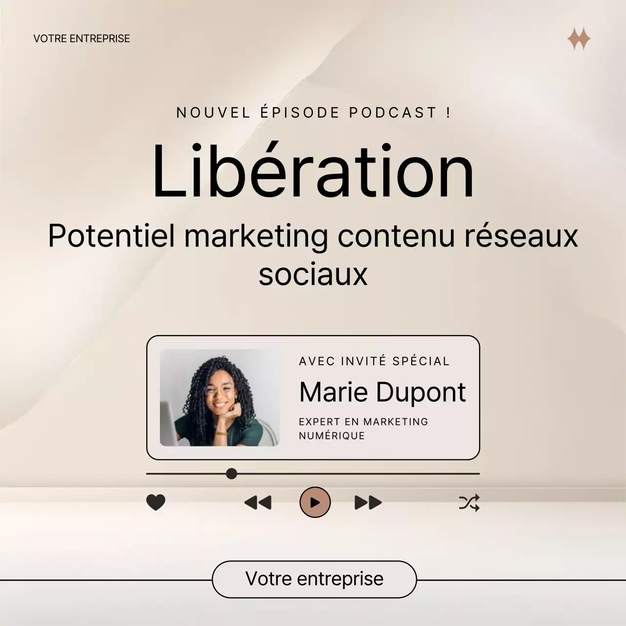 Publicité pour le marketing de contenu moderne noir et beige