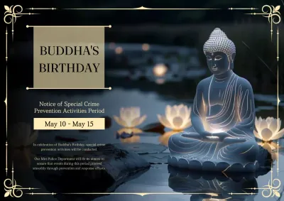 Blue Traditional Buddha Announcement Poster