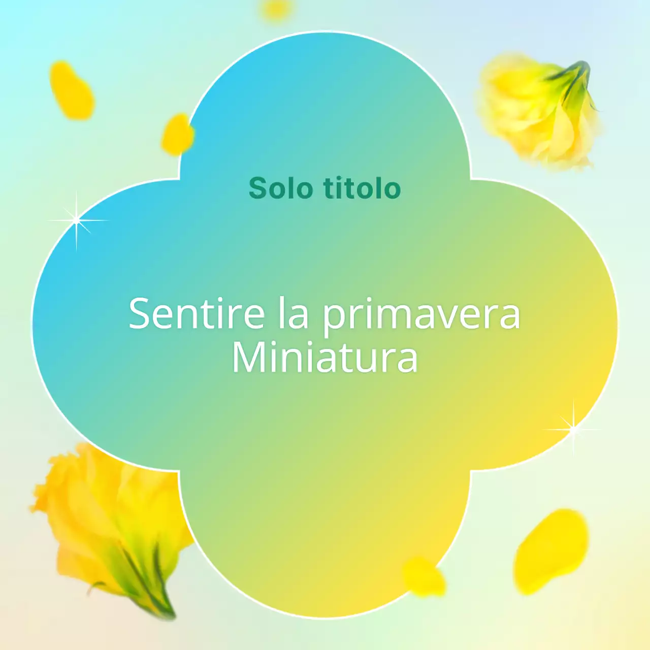 Copertina con sfondo primaverile in stile tropicale in azzurro e giallo