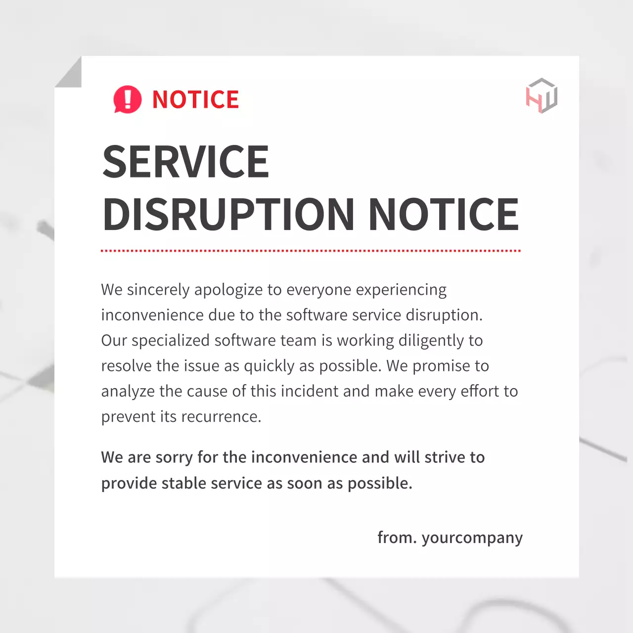 화이트 모던 서비스 공지 소셜 미디어 게시물