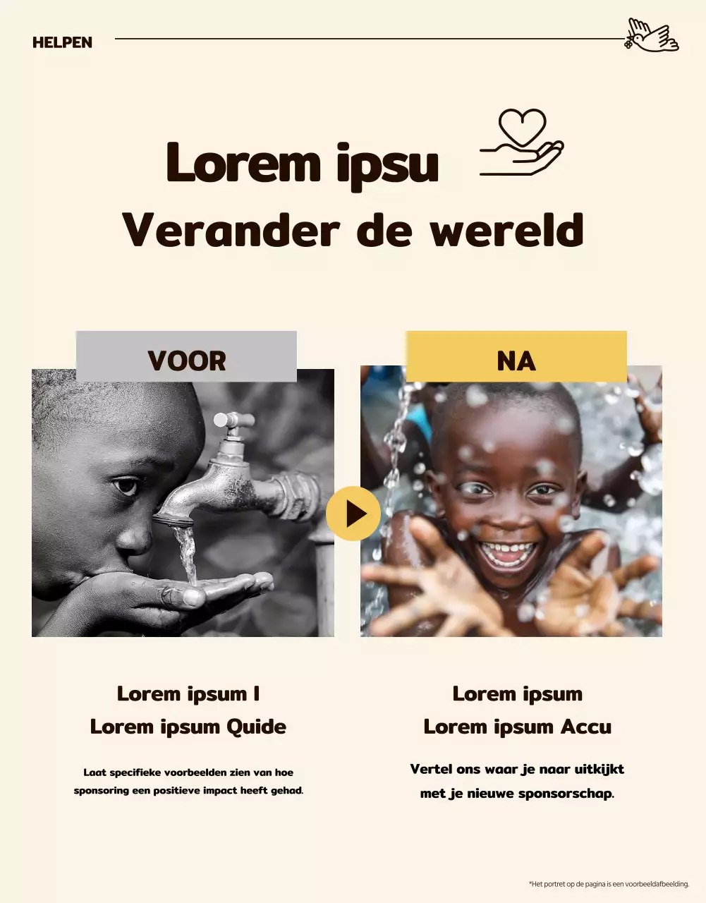 Een eenvoudige oproep tot actie in geel en beige