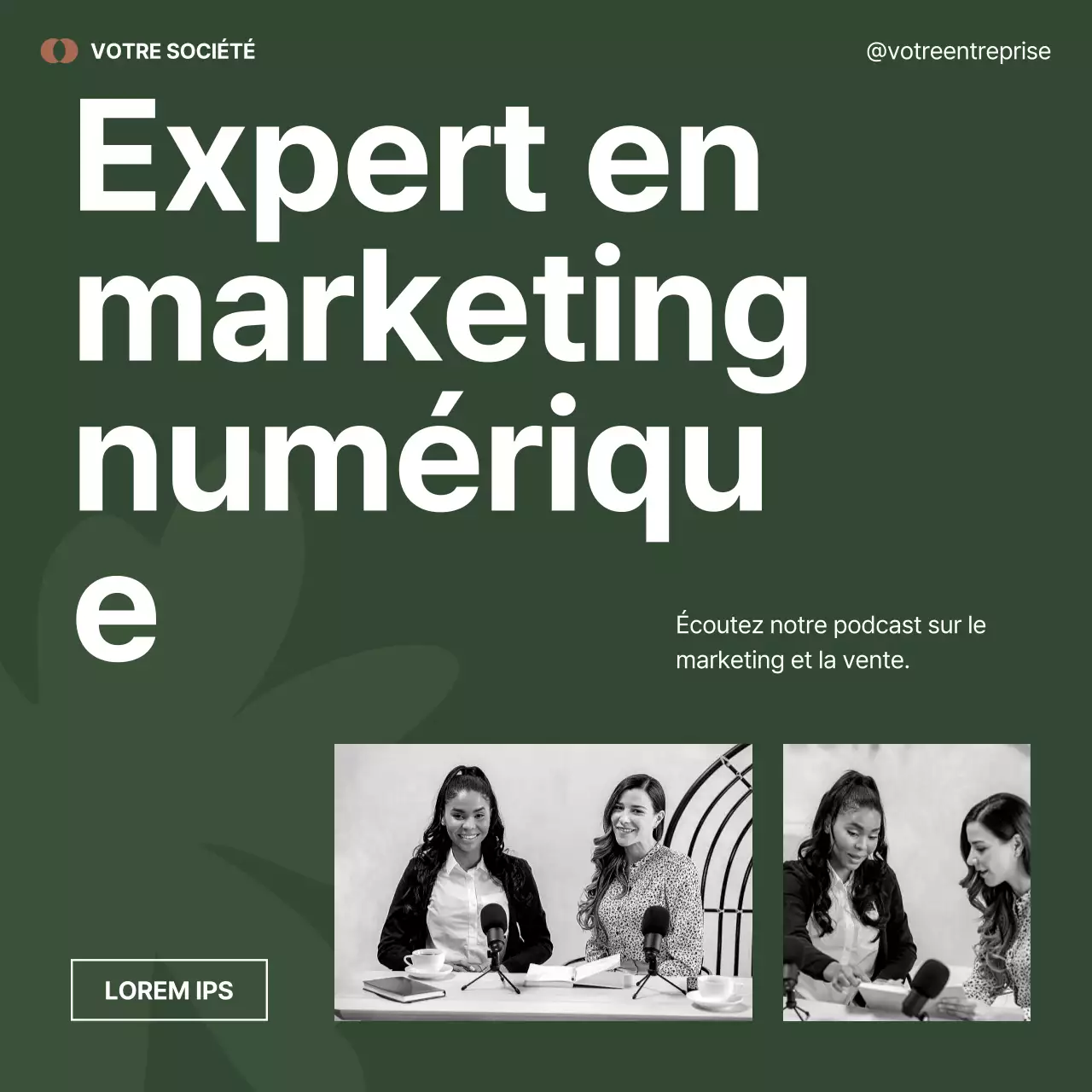 Publicité marketing minimale en noir et vert