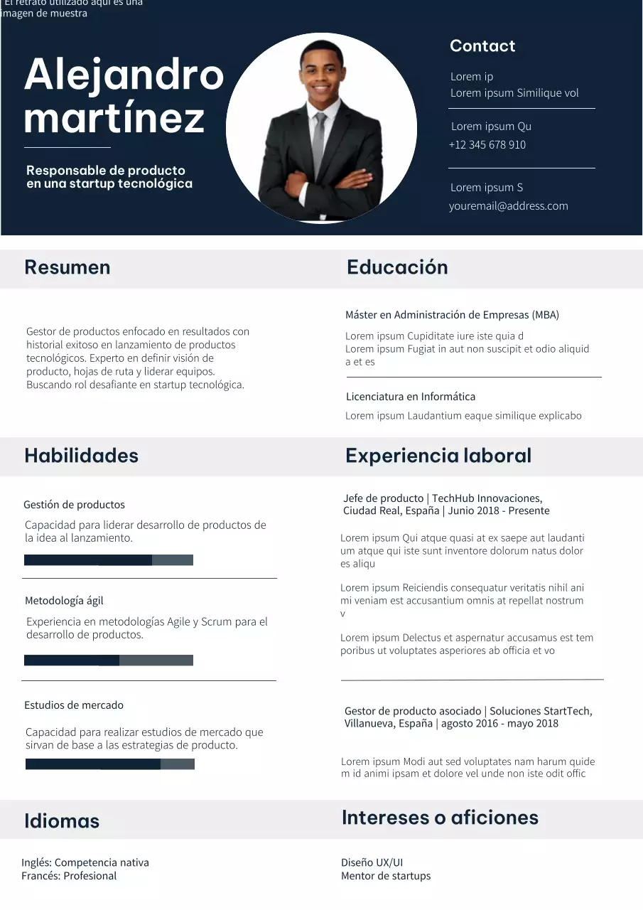 Cartera azul y blanca de gestores de productos modernos