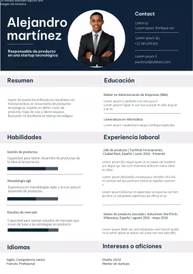 Cartera azul y blanca de gestores de productos modernos