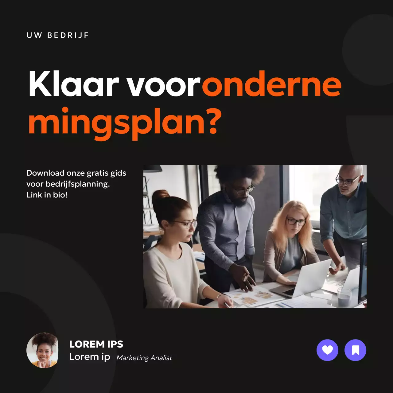 Zwart, oranje en paars Eenvoudige bedrijfsplanningsstrategie