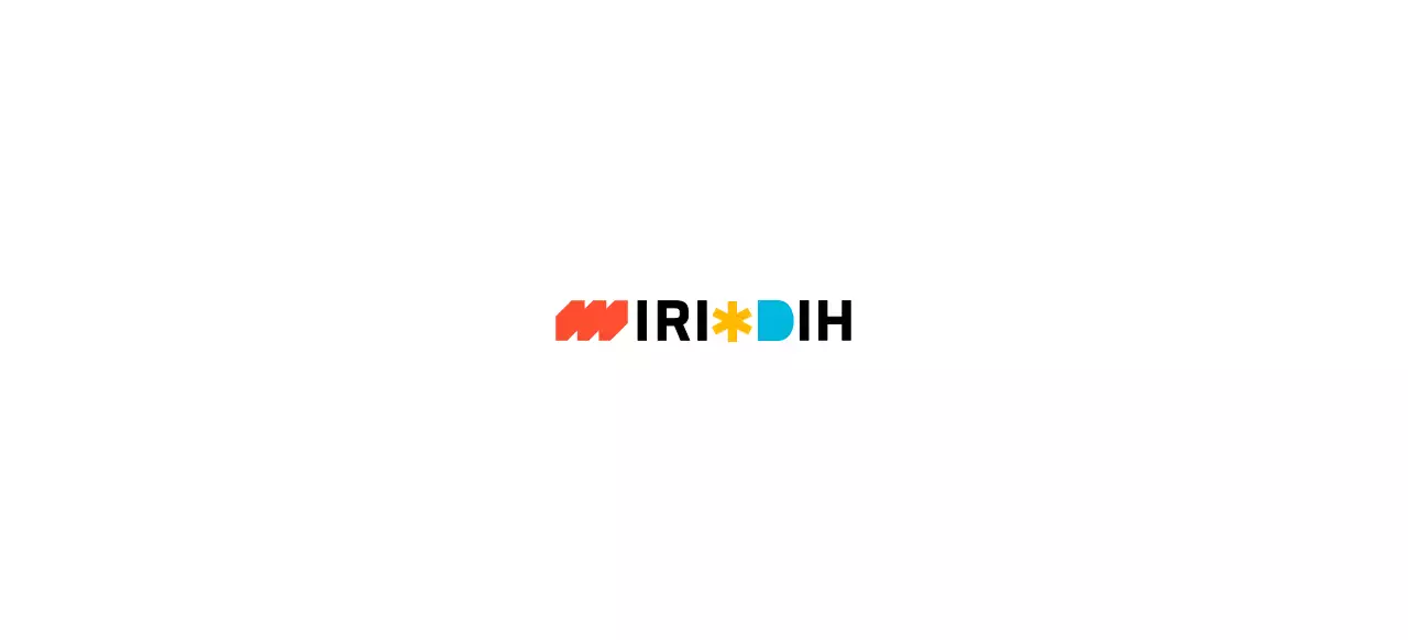 A logo with a mix of simple shapes and alphabets in various colors and black