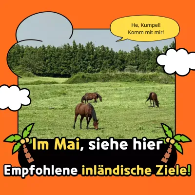 Orange und grüne inländische Reiseziele zum Entdecken