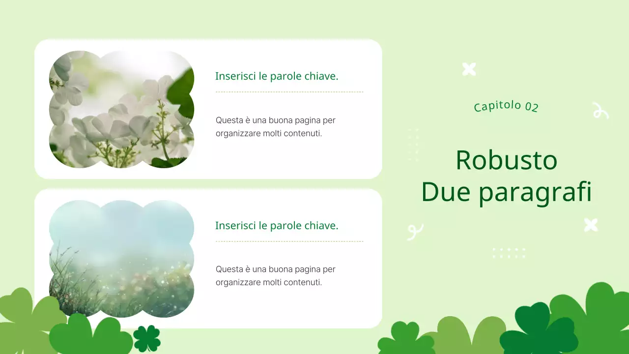 Graziosa proposta di sfondo a quadrifoglio con verde e foglie di loto