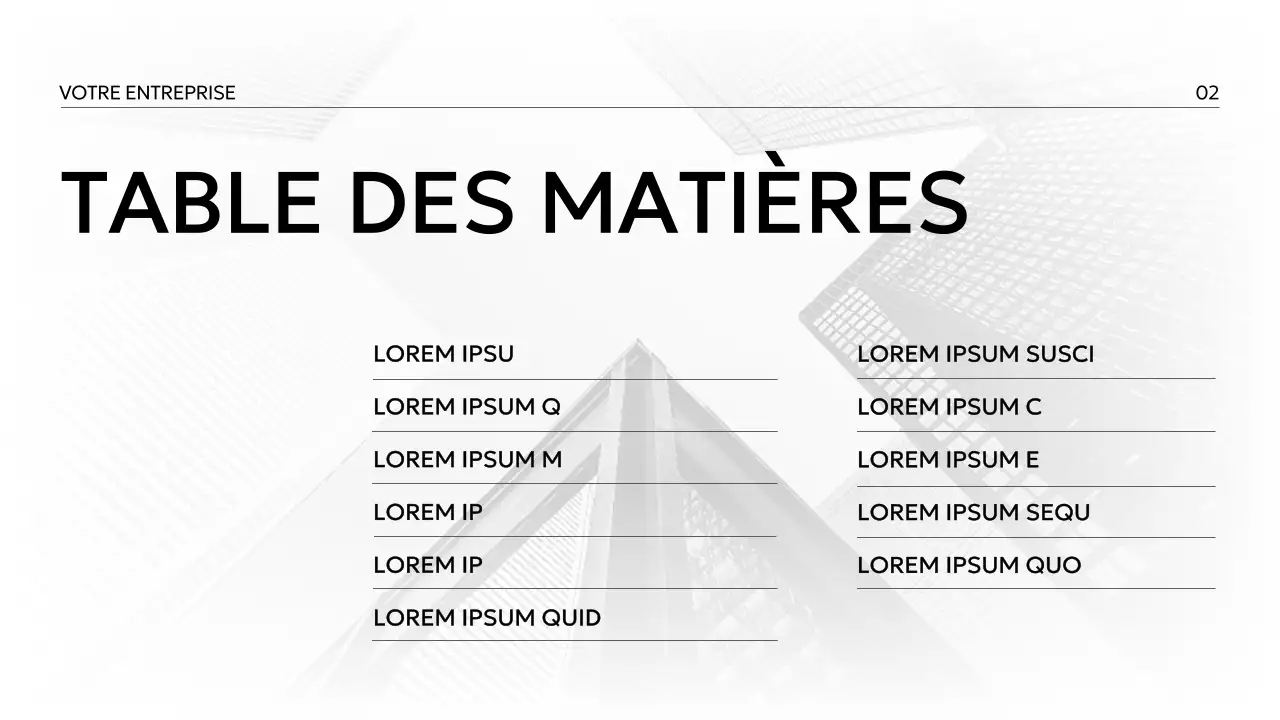 Profil d'entreprise minimal en noir et blanc