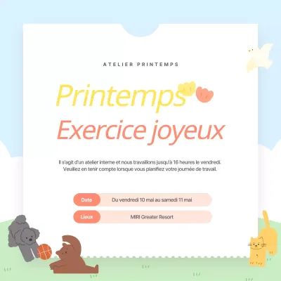 Annonce d'une jolie journée sportive d'entreprise jaune et rose