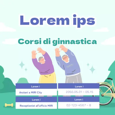Promuovere corsi di ginnastica per anziani con accenti verdi e blu