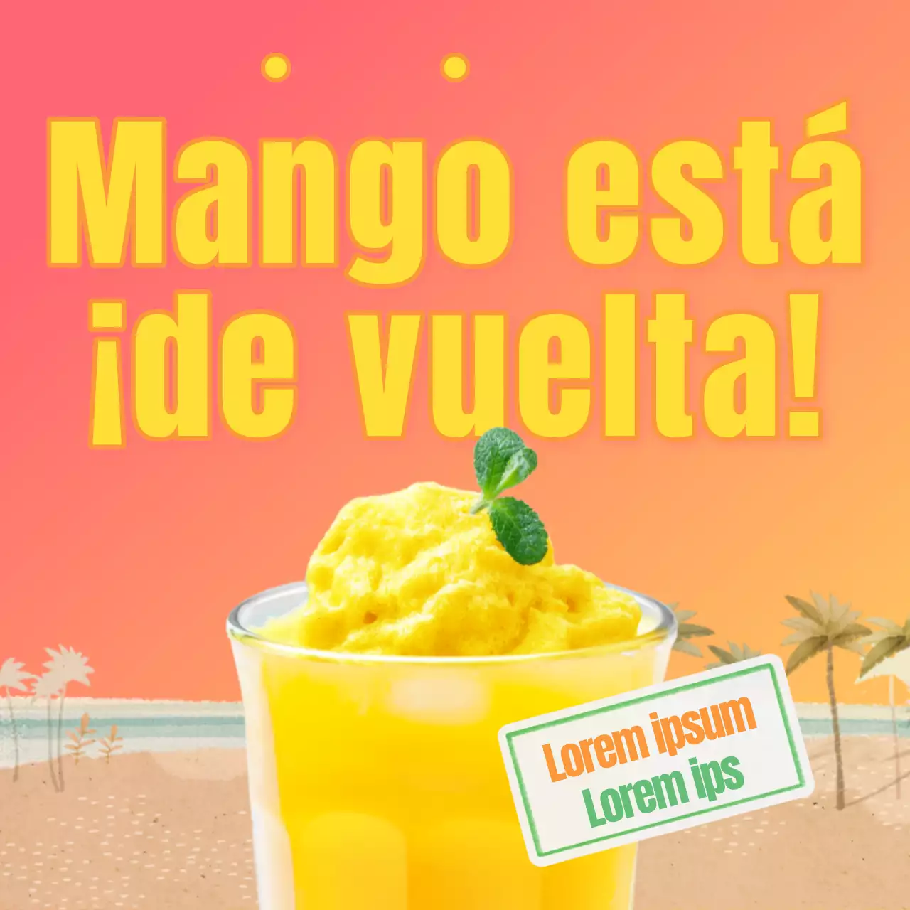 Anuncio del menú natural de temporada en naranja