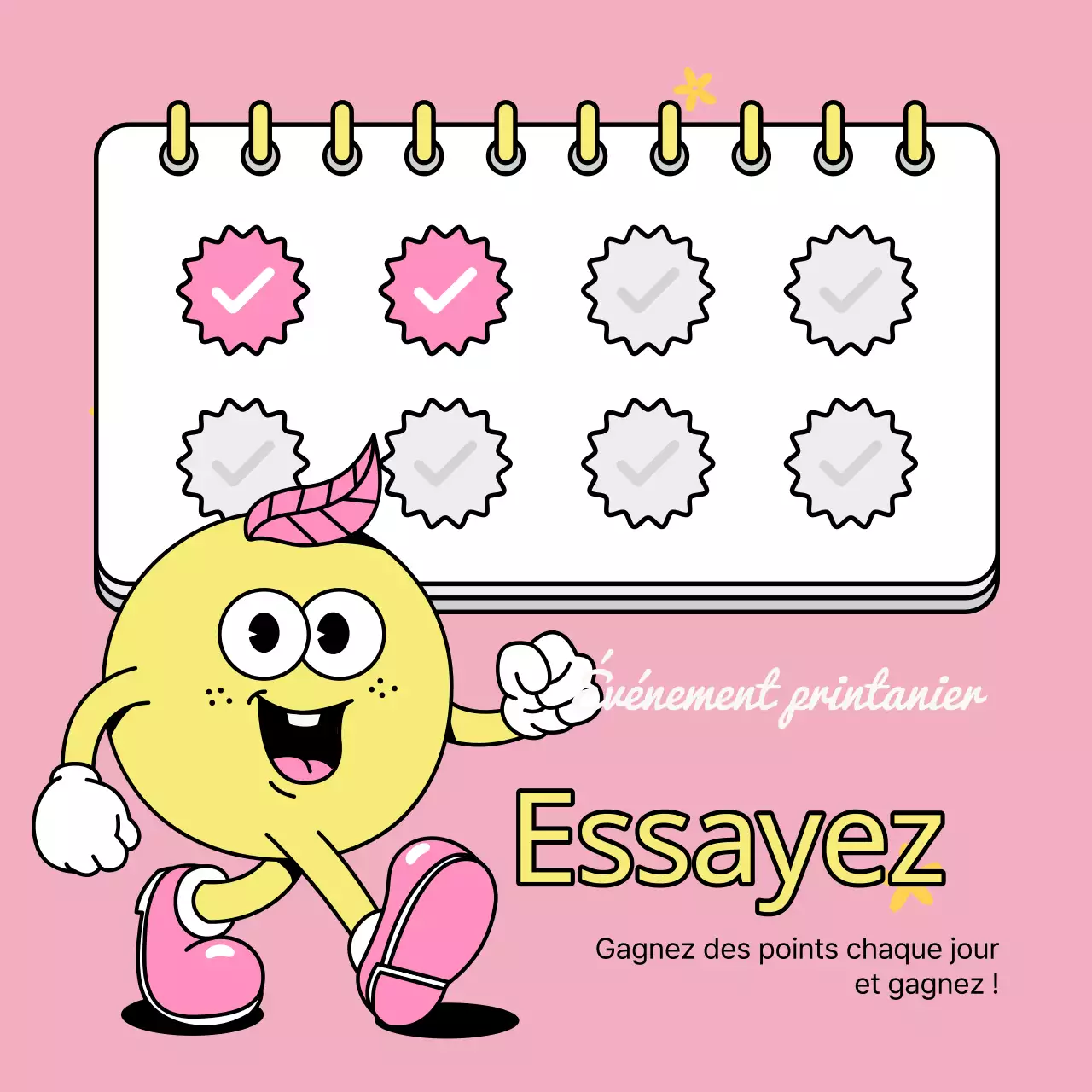 Une publicité pop-art pour les soldes de printemps en jaune et rose