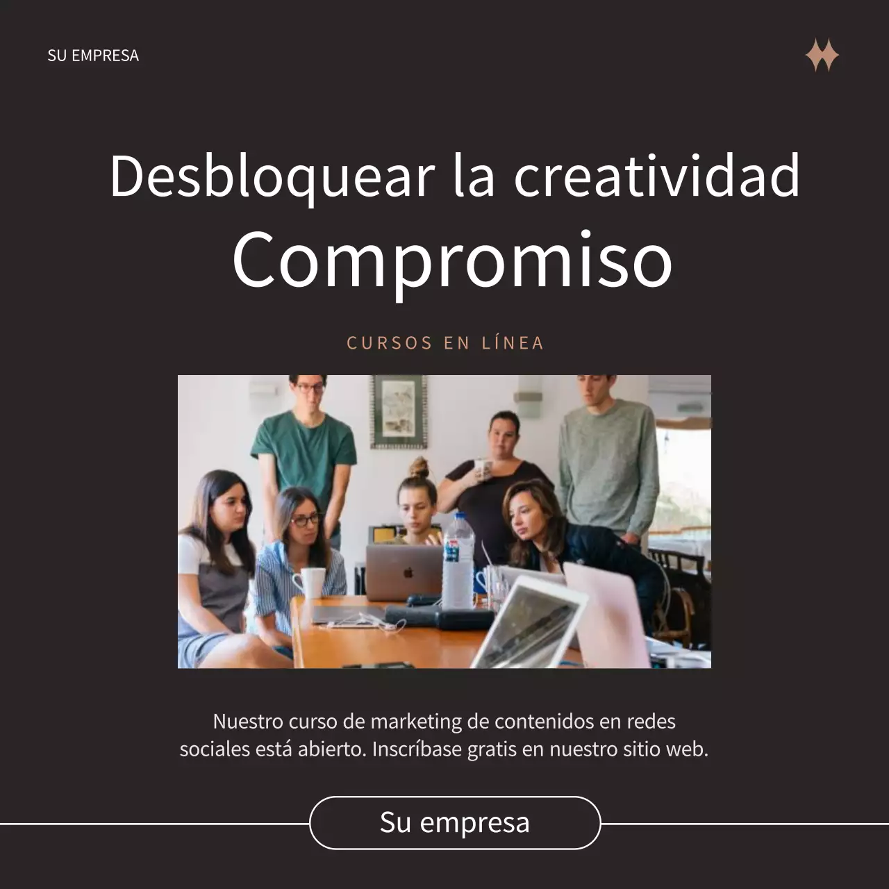 Publicidad moderna de marketing de contenidos en negro y beige