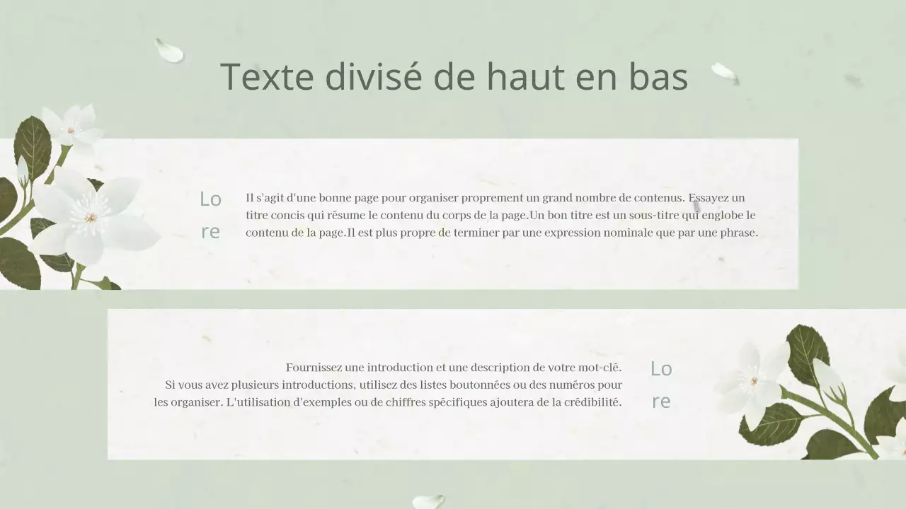 Plan de fleurs blanches orientales pour les plantes annuelles