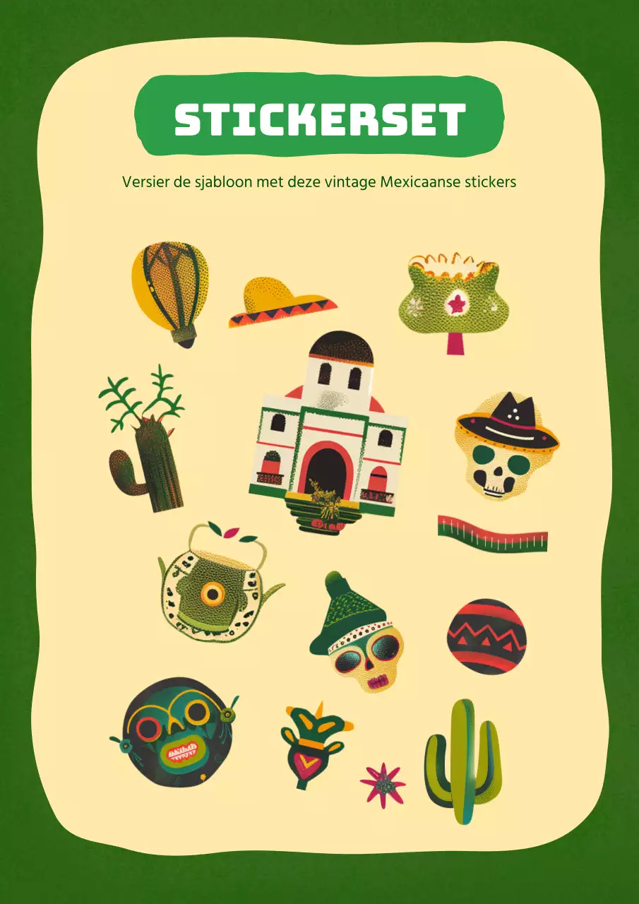 Schattig Mexicaans concept vintage posterontwerp in groen
