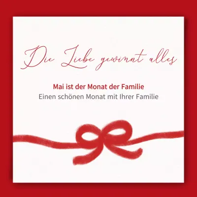 Ein auffälliges weiß-rotes Dankesschreiben für den Familienmonat