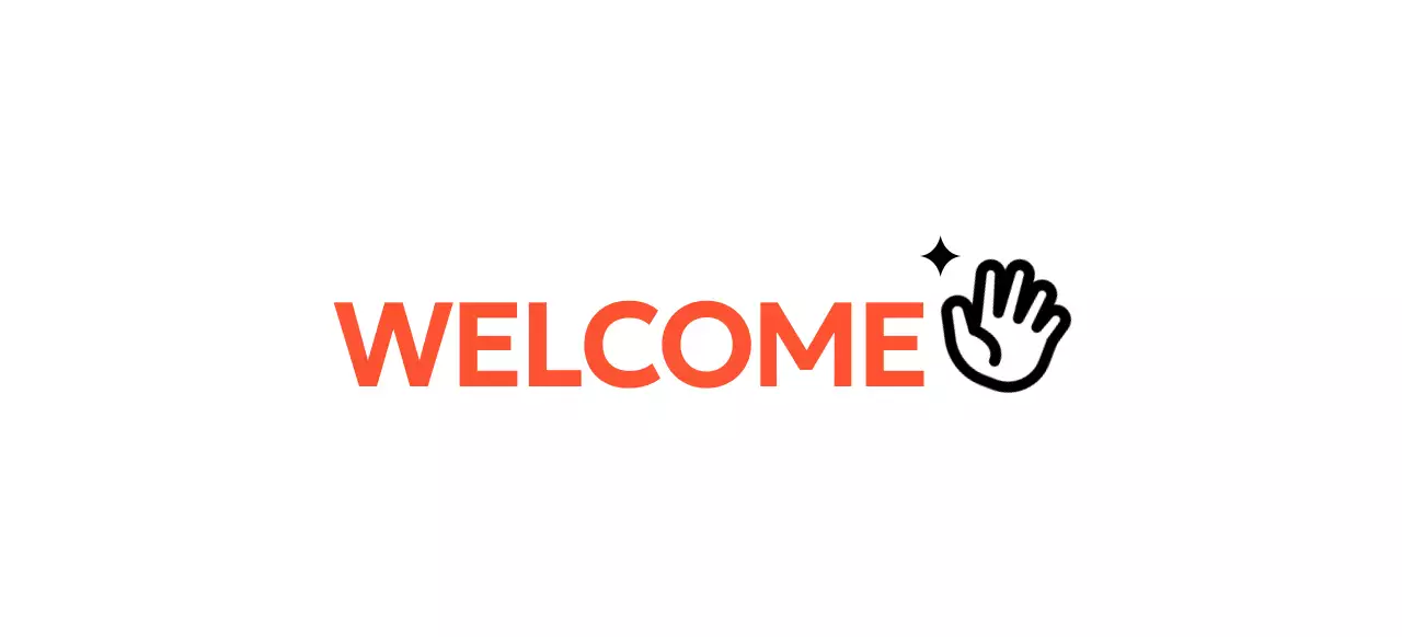 Welcome design with a greeting hand icon