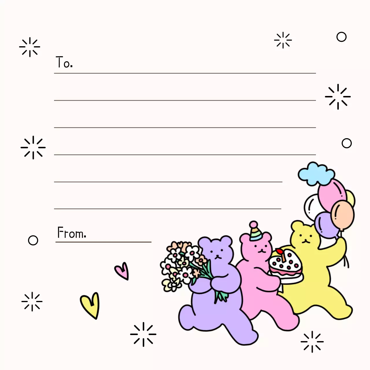 Simple congratulations stationery in white and purple