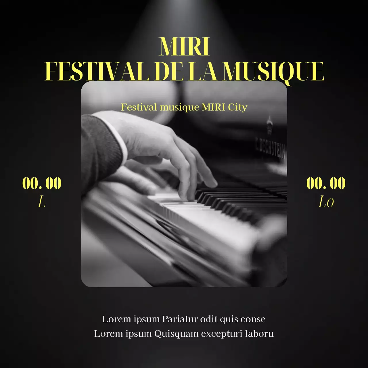 Promouvoir un festival de musique moderne en noir et jaune