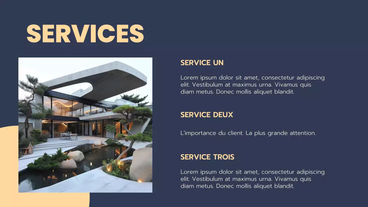 Proposition immobilière moderne bleue et beige