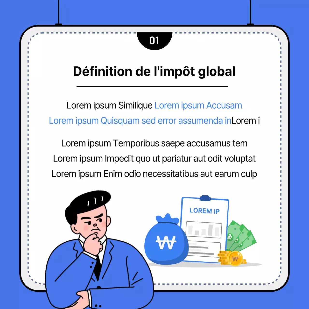 Un guide simple, en bleu et blanc, pour remplir votre déclaration d'impôt sur le revenu complète