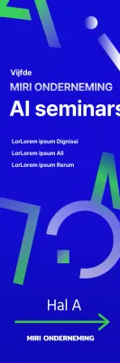 Kunstmatige intelligentie AI decoratief element banner ontwerp met blauwe achtergrond corporate instelling seminar bedrijf alfabet Engels