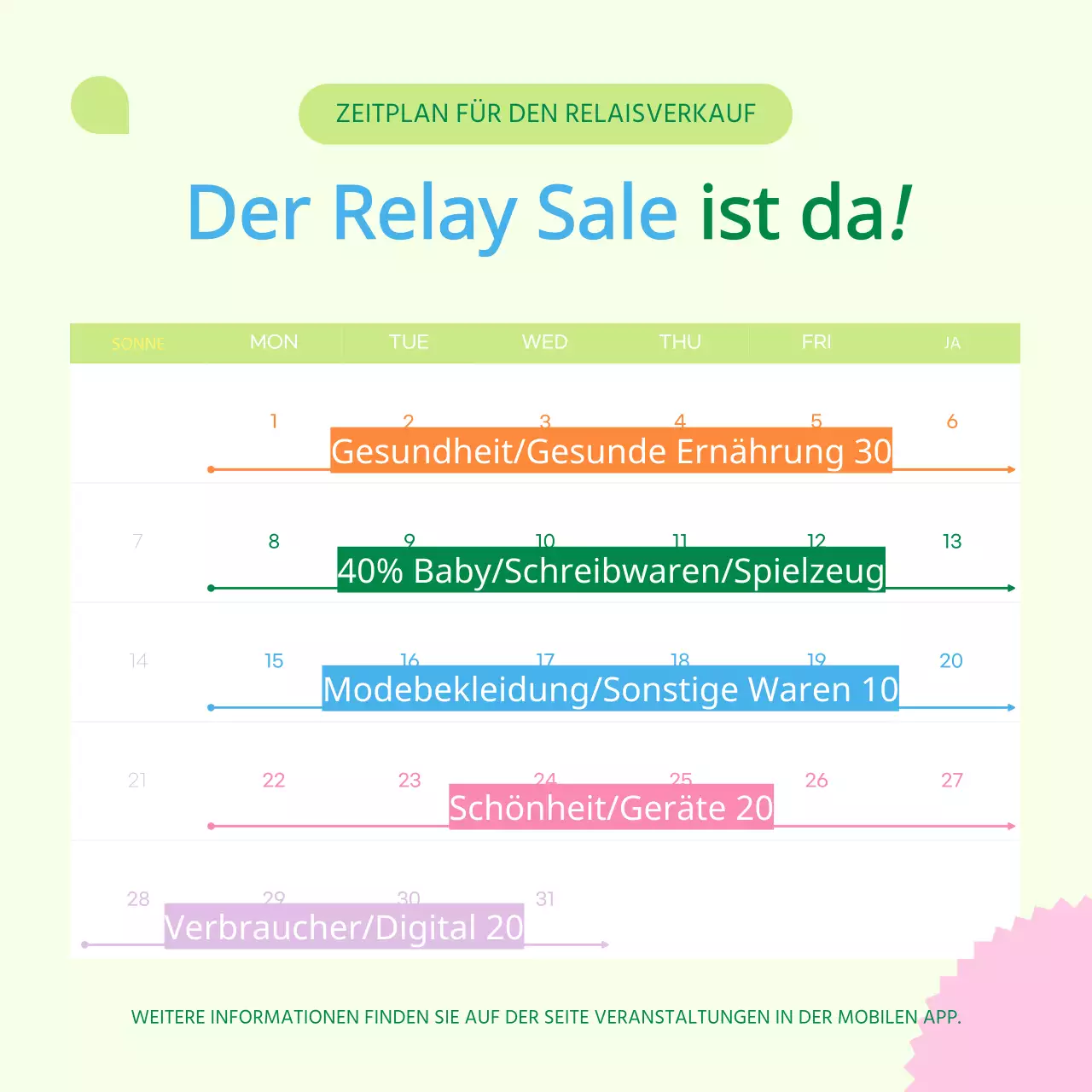 Werben Sie für den Geschenkverkauf des Gelben und Grünen Heimatmonats