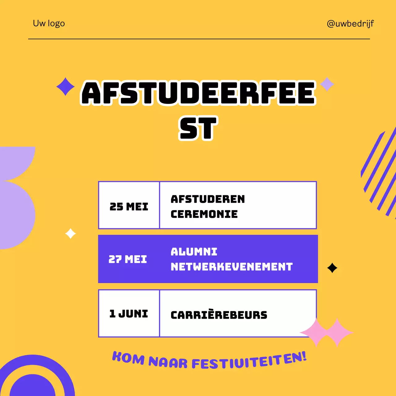Blauw en Geel Modern Afstudeer Seizoen Publiciteit